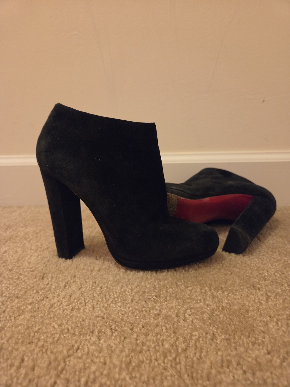 Louboutin Black Suede Ankle Booties 39.5